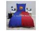 Kinderbeddengoed met voetbalthema, blauw-rood, met logo en tekst FC Barcelona.