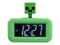 Groene wekker met digitaal display en Minecraft Creeper-hoofd.