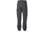 Donkergrijze cargobroek met elastische tailleband en boorden bij de enkels.