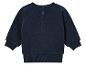 Een donkerblauwe longsleeve sweater voor kinderen.