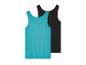 Twee turquoise en zwarte tanktops.