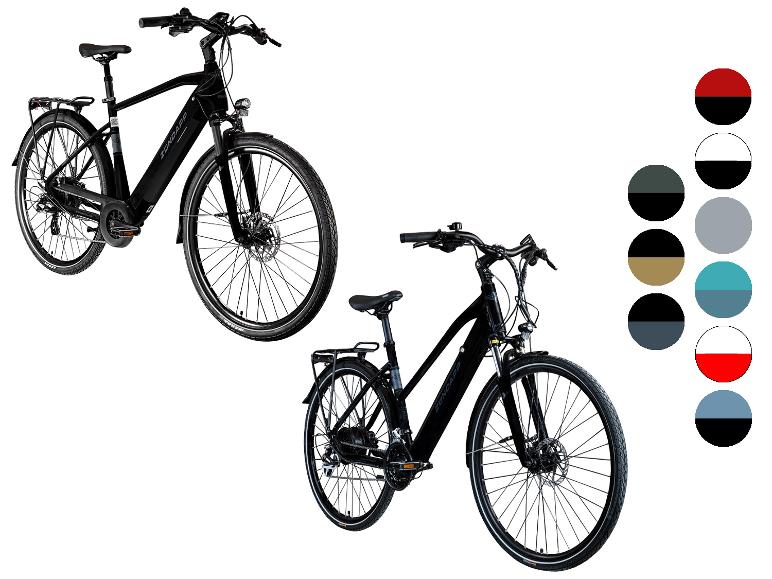 Twee zwarte Zündapp e-bikes met verschillende kleuropties.