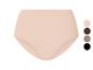 Damesonderbroek in huidskleur met bruine, beige en zwarte kleurstalen.