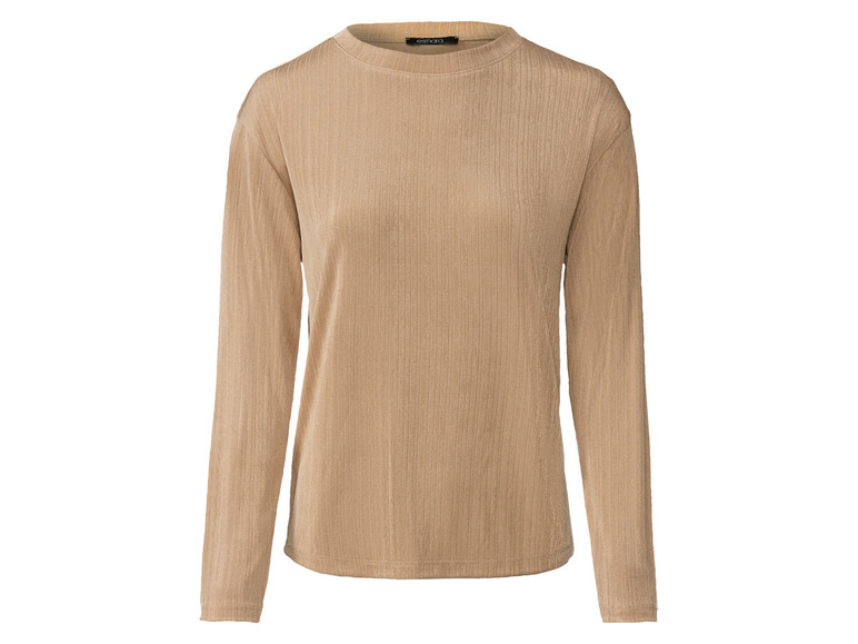 Een beige longsleeve met ronde hals.