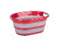 Opvouwbare wasmand in rood en grijs.