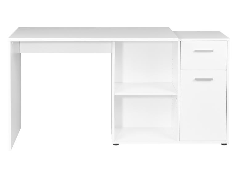 Wit bureau met planken en laden.