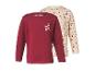Set van 2 kinderlongsleeves: één bordeauxrood met bloemen en één crèmekleurig met bloemenprint.