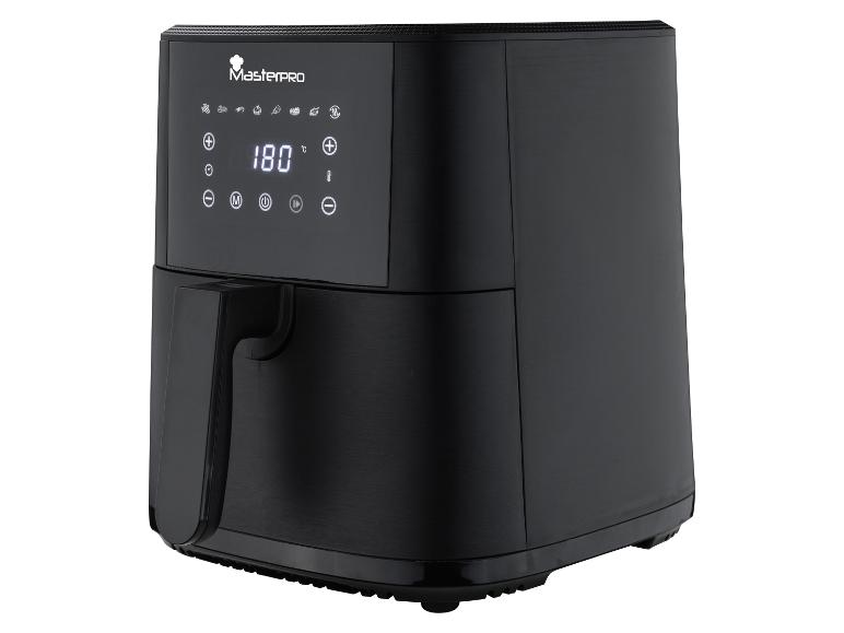 Zwarte MasterPro airfryer met digitaal display.
