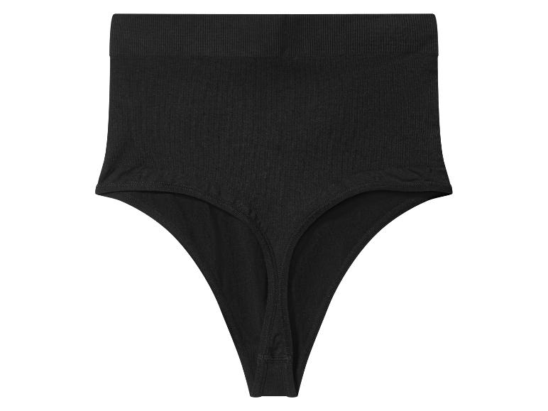 Zwarte hoog getailleerde geribbelde string