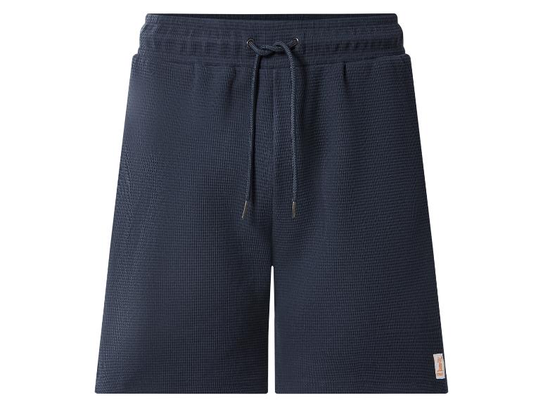 Marineblauwe wafelpyjamashorts met verstelbaar trekkoord