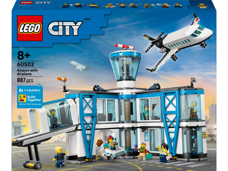 Speelgoed luchthaventerminal bouwset met vliegtuig en minifiguren