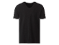 Een zwart t-shirt met V-hals.