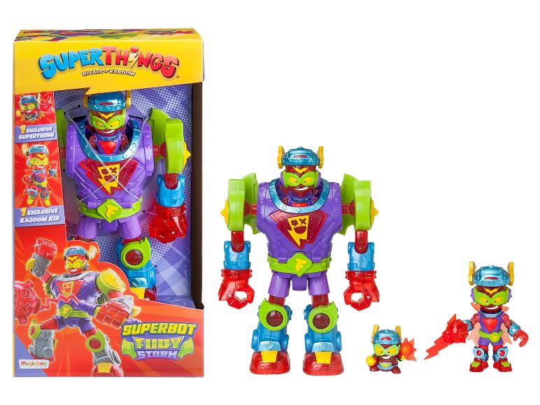 Superthings Rivals of Kaboom Superbot Fury Storm speelgoed met een grote en kleine robot.