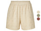 Beige shorts met een gestreept patroon.