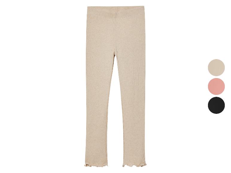 Beige gebreide leggings met ruches aan de onderkant