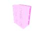Roze glitterkast met decoratieve panelen.