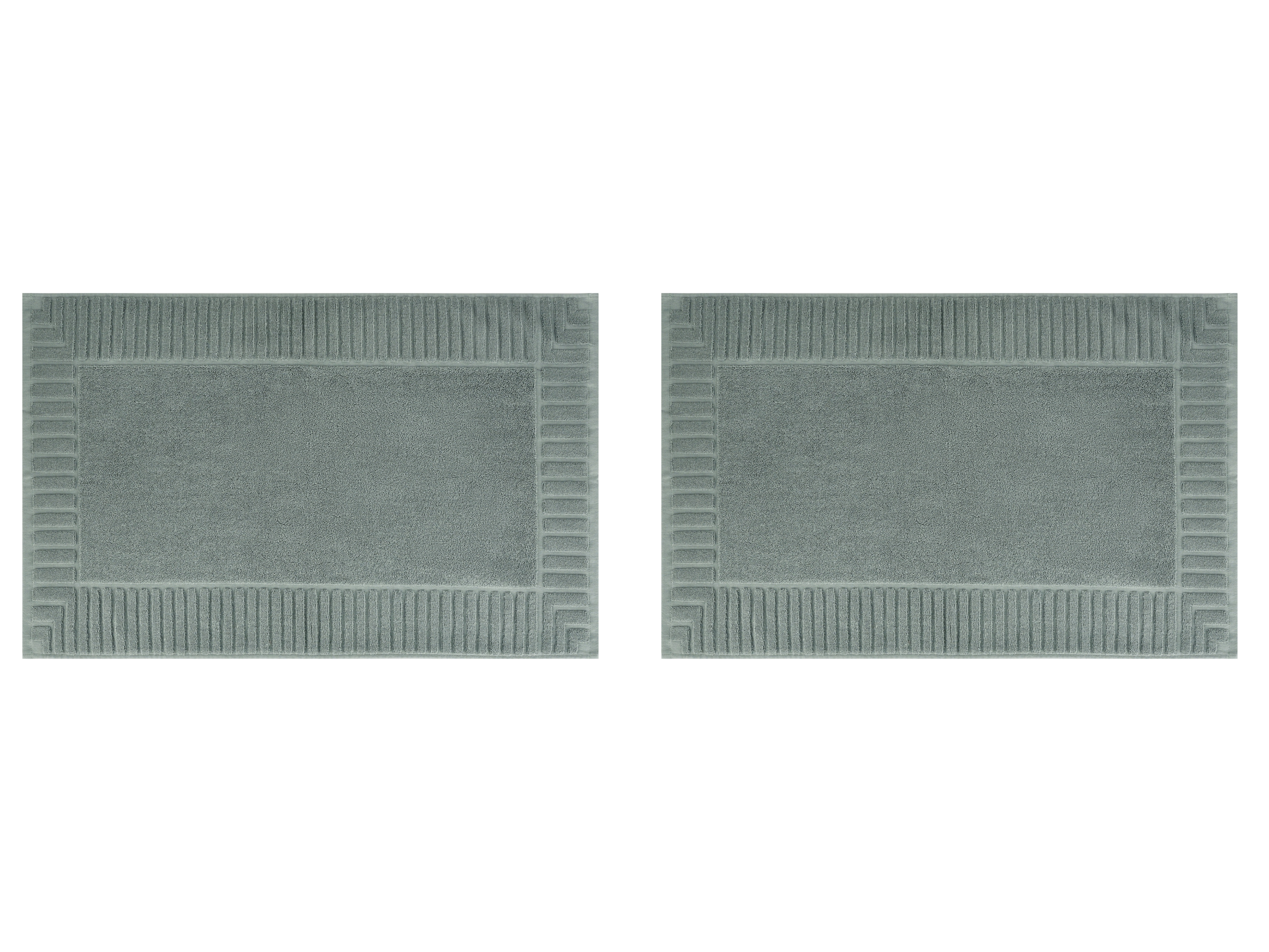 LIVARNO Set van 2 badstof douchematten, 80 x 50 cm (Zilver/blauw)