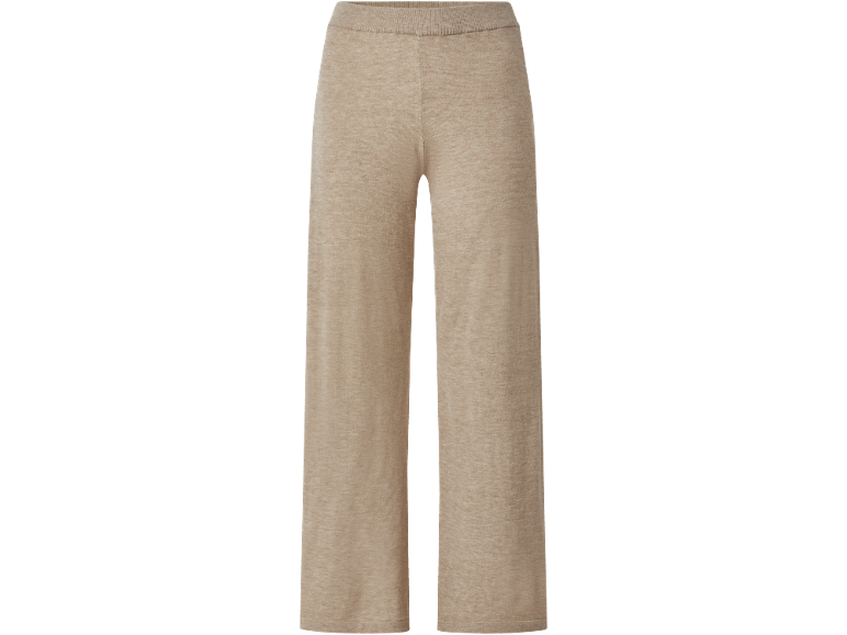 Beige gebreide broek met wijde pijpen