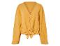 Mosterdgele blouse met knopen, geknoopt, lange mouwen.