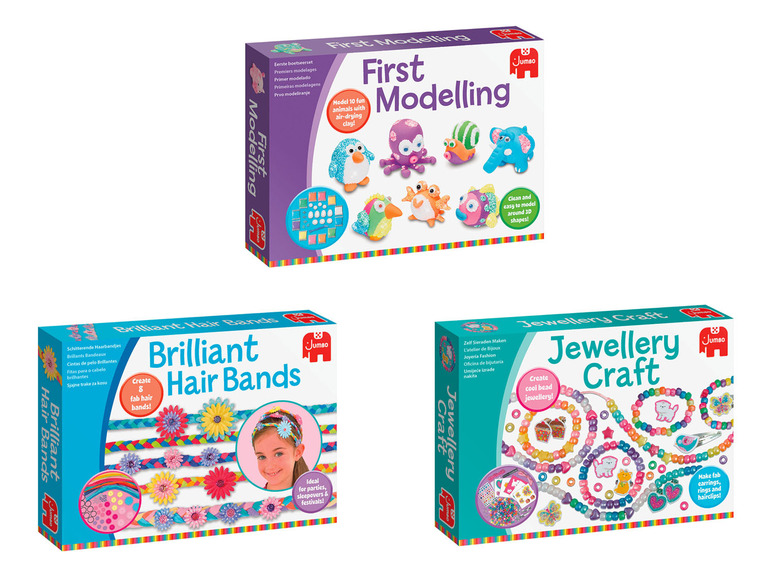 Jumbo First Modelling set met klei, Brilliant Hair Bands en Jewellery Craft met kralen
