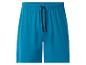 Blauwe heren pyjamashorts met zwart trekkoord.