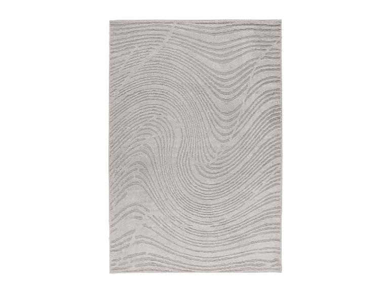 Lichtgrijs vloerkleed met abstract golfpatroon