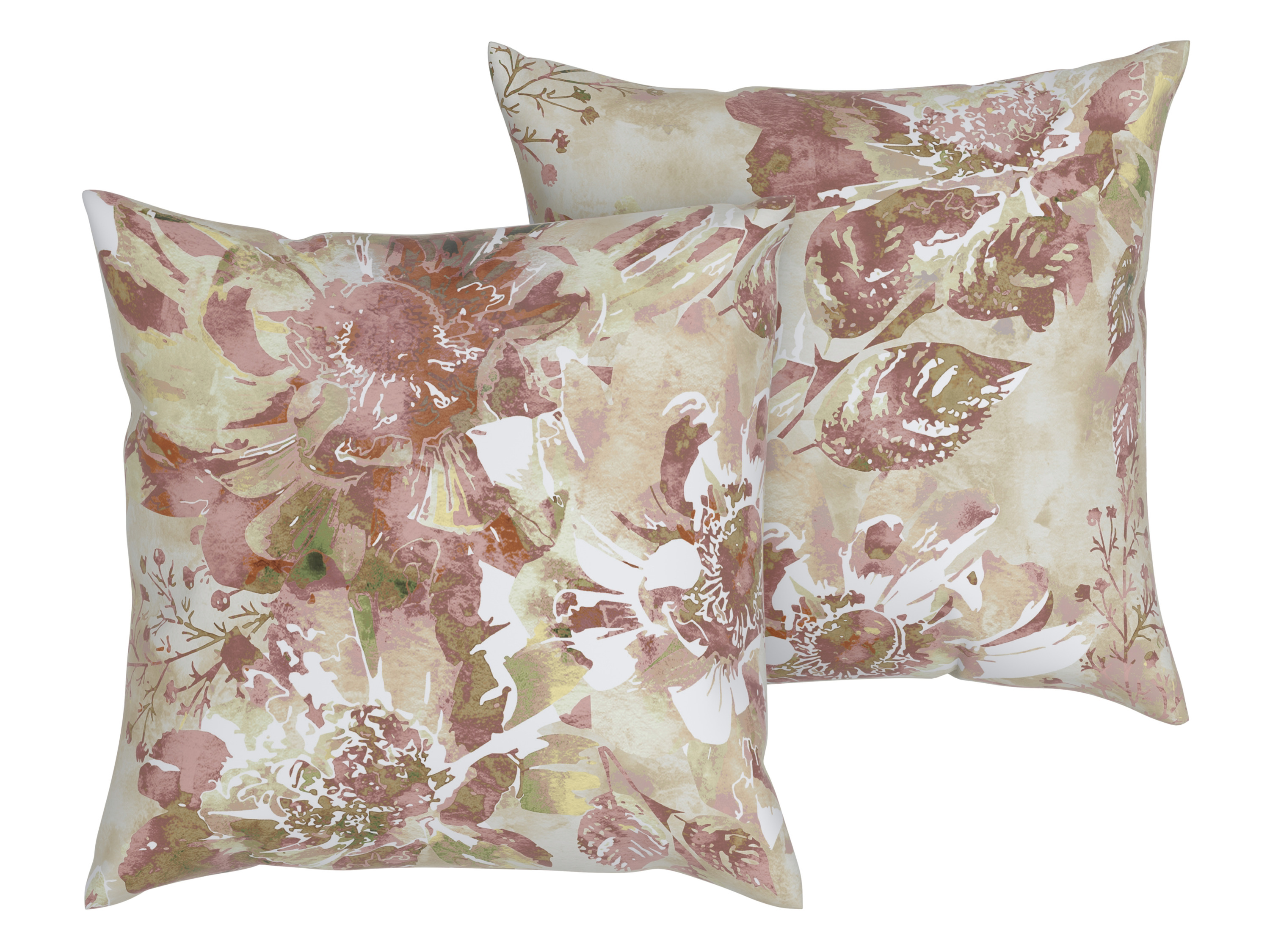 LIVARNO home 2 Kussenslopen 60 x 50 cm (Bruin bloemen)