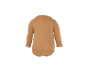 Camelkleurige babybody met lange mouwen, achteraanzicht.