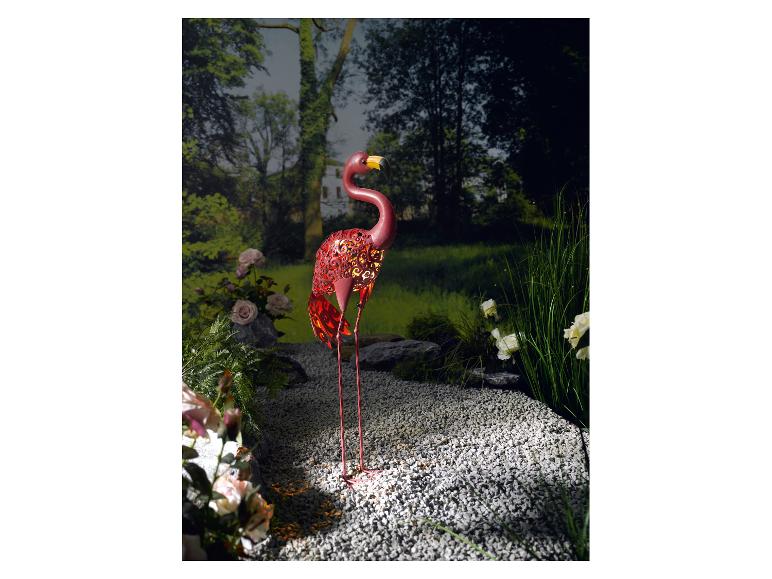 Decoratieve flamingo-tuinlamp op zonne-energie.