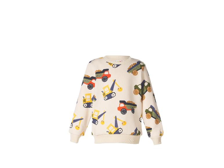 Crèmekleurig sweatshirt met lange mouwen voor kinderen met vrachtwagen- en graafmachineprint
