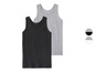 Twee tanktops, één zwart en één grijs.