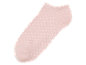 Lichtroze sok met witte stippen.