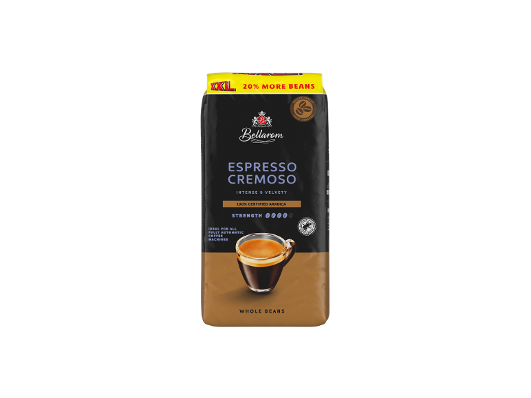 Zak espressokoffiebonen, intens en fluweelzacht, 100% gecertificeerde Arabica.