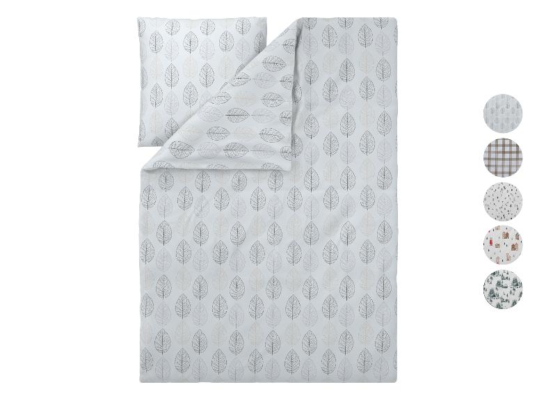 Dekbedovertrekset met bladprint en bijpassende kussensloop, met voorbeelden van andere patronen.