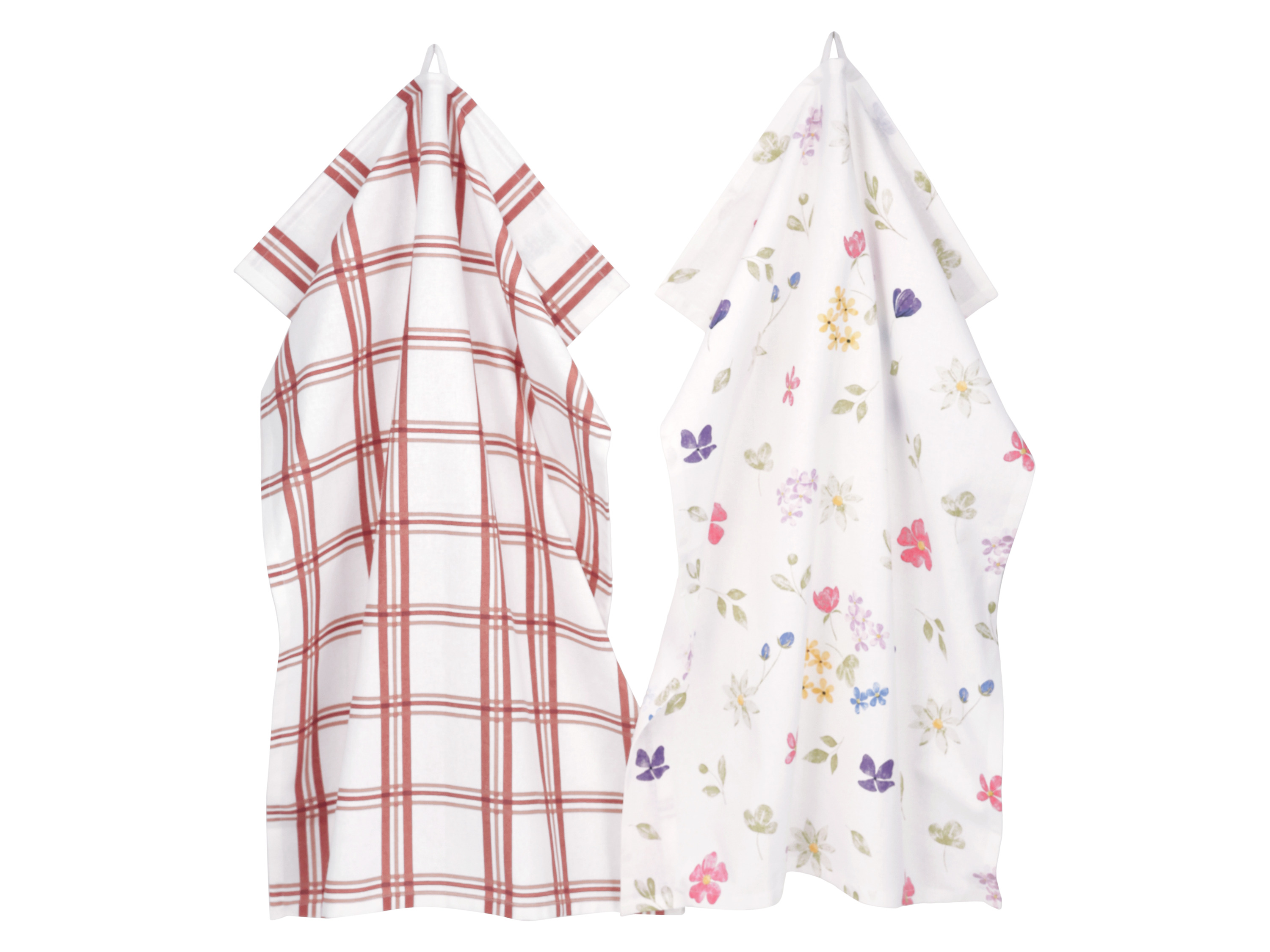 LIVARNO Set van 2 theedoeken 50 x 70 cm (Rood)