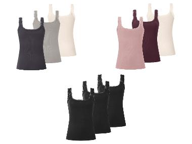 ESMARA® Set van 3 dames geribde tops, met kant