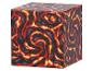Kubus met lavapatroon in rood, oranje en zwart.