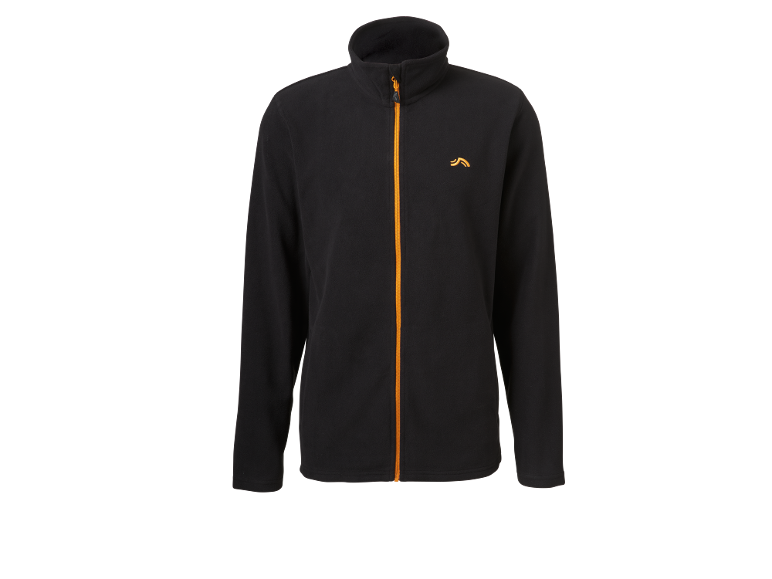 Zwart fleecejack met oranje rits en logo