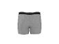 Grijze herenboxershort met zwarte tailleband en witte strepen, achteraanzicht.