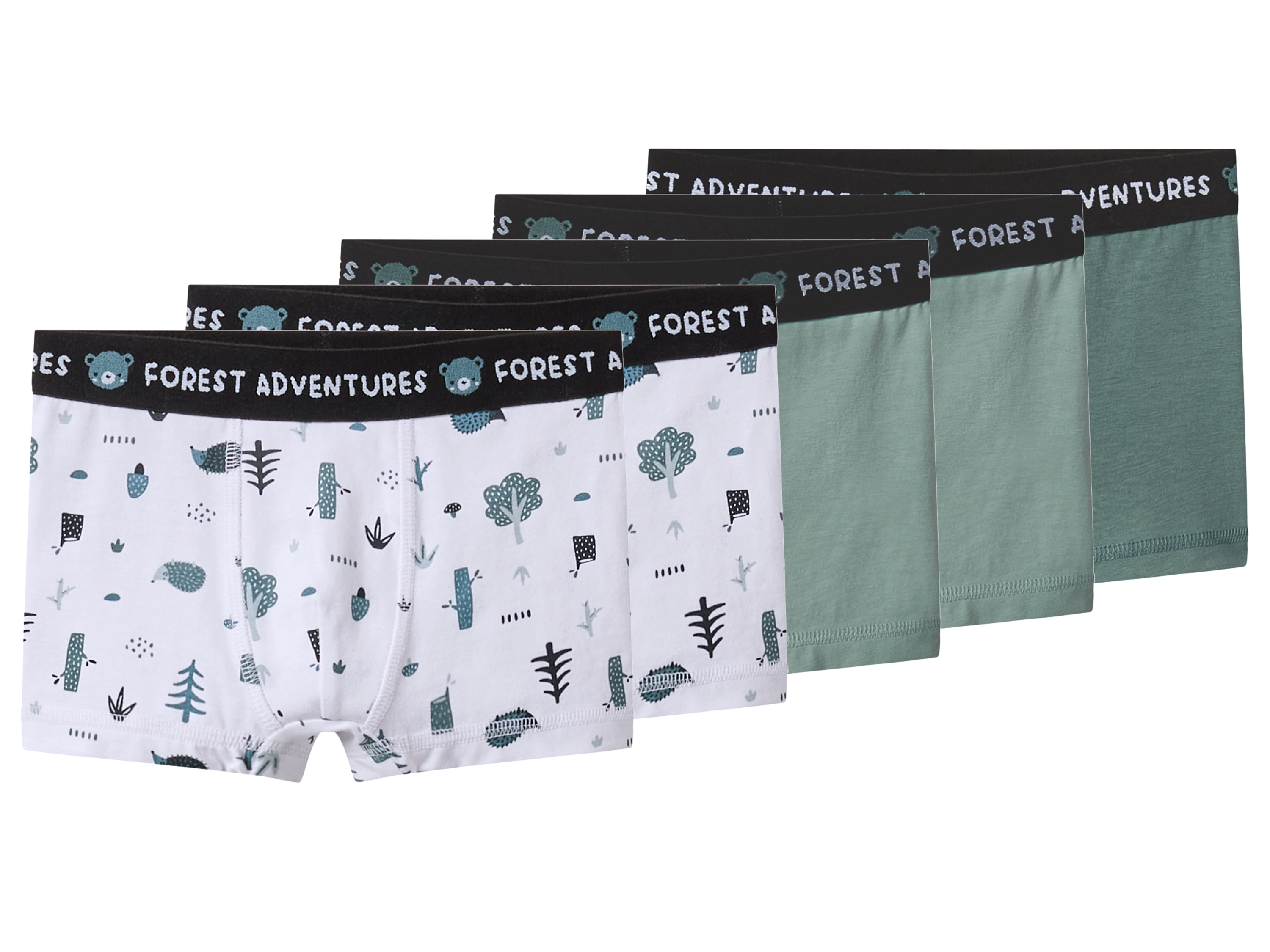 lupilu Set van 5 kinder boxers (Groen/wit, 98/104)