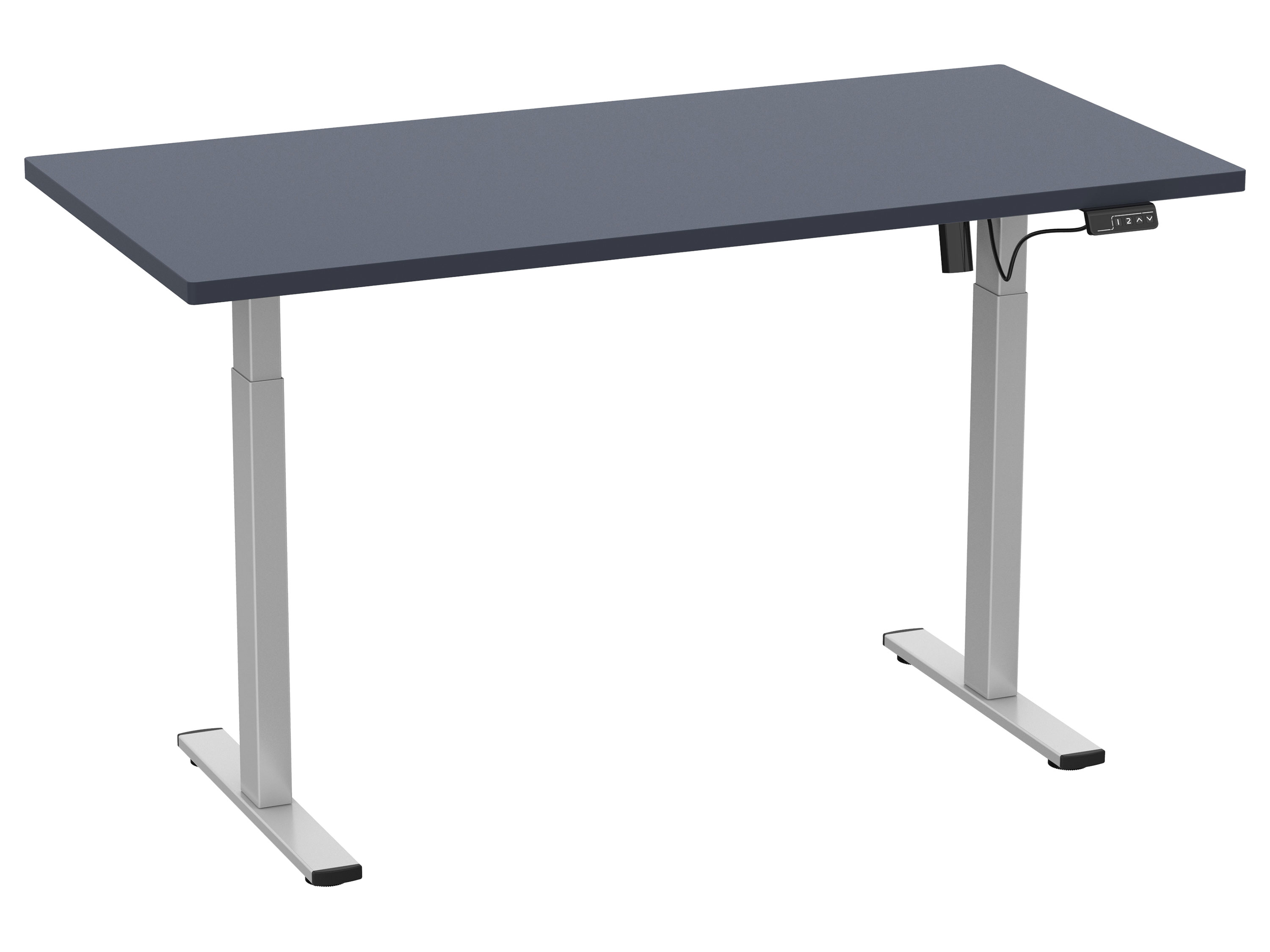 VCM Bureautafel E-Lona, traploos in hoogte verstelbaar. (Antraciet/zilver, 110 x 80 cm)