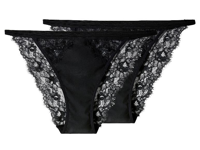 Twee paar zwarte kanten hoge taille slips