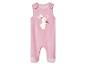 Roze velours baby romper met konijn en vlinder print.
