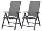 Twee grijze opvouwbare tuinstoelen met armleuningen