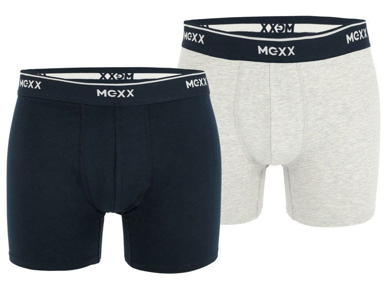 MEXX 2 heren boxershorts (L, Donkerblauw-grijs)
