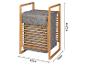 Bamboe wasmand met grijze stoffen zak, afmetingen 60,5x40x35 cm.