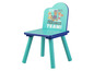 Een blauwe en turquoise kinderstoel met Paw Patrol print.