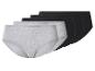 Verpakking van 5 katoenen slips, 2 grijze en 3 zwarte.