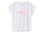 Wit dames T-shirt met roze tekst 'I ❤️ Sleep'.