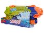 Groene en blauwe waterblaster in verpakking, gelabeld 'FLOODINATOR' met 38ft/11.5m bereik.